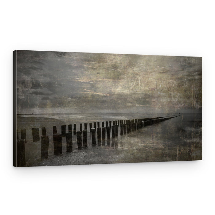 Moody Coastal Pilings – Canvas Print