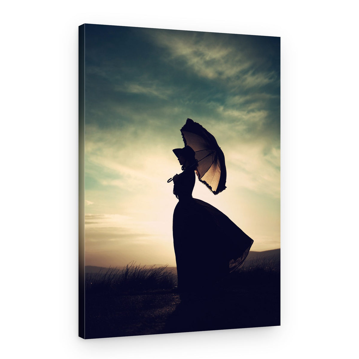Elegant Woman Umbrella Silhouette – Canvas Print