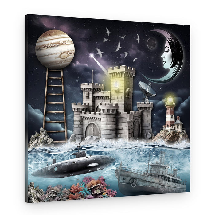 Fantasy Moon Castle – Canvas Print