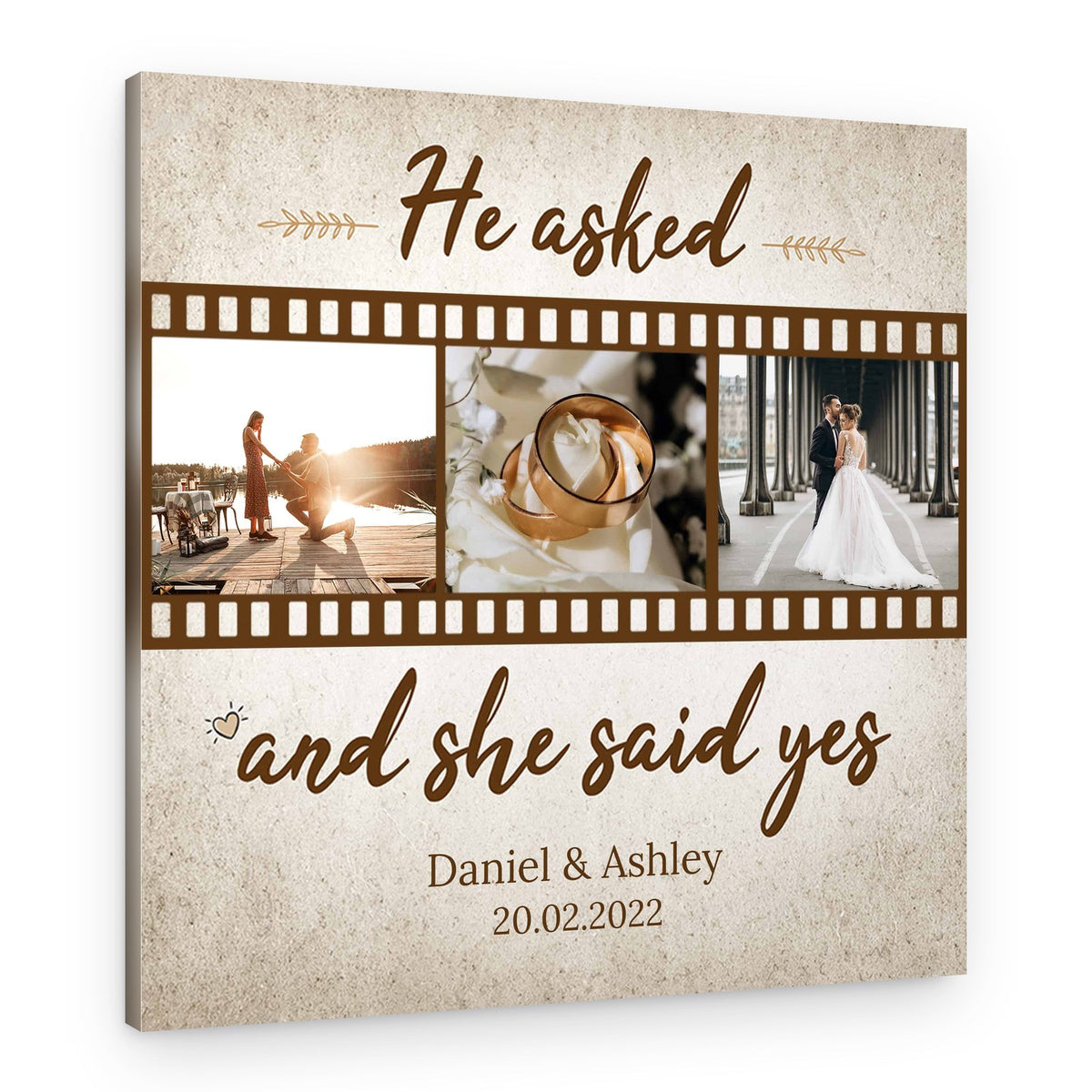 He Asked and She said YES – Anniversary Custom Photo Canvas – Canvas Print