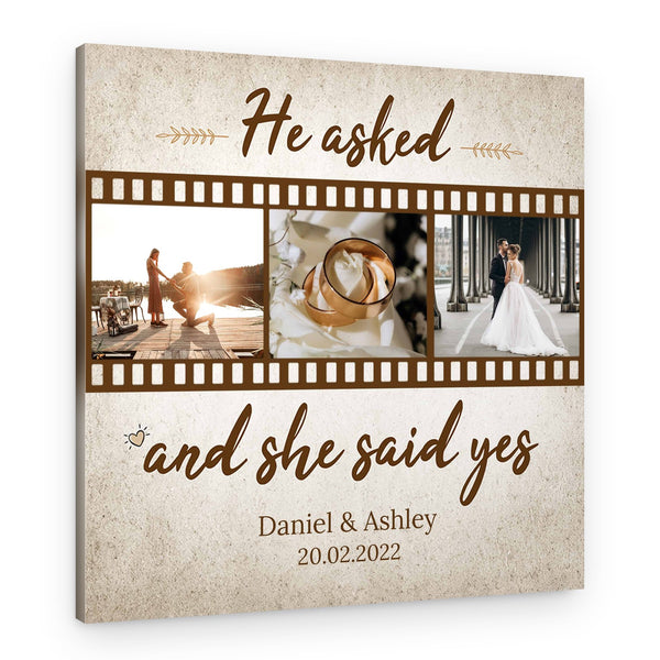 He Asked and She said YES – Anniversary Custom Photo Canvas