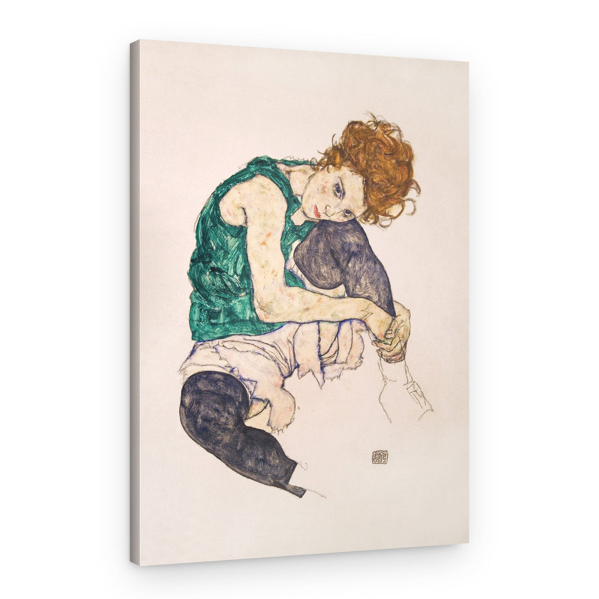 Seated Woman With Legs Drawn Up – Canvas Print