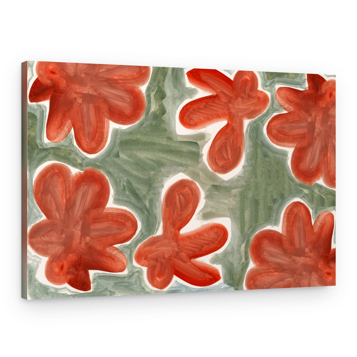 Abstract Red Floral Pattern – Canvas Print