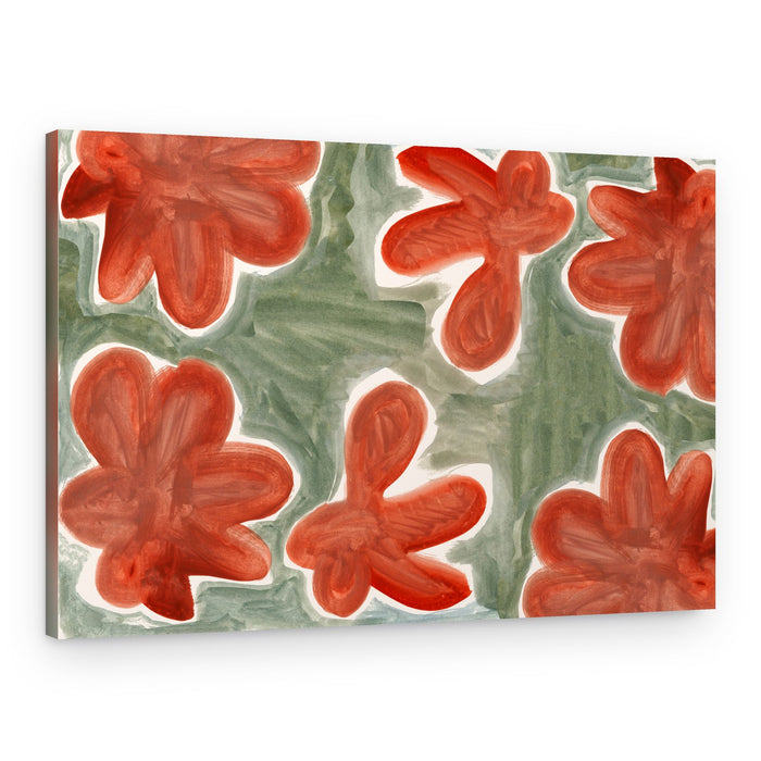 Abstract Red Floral Pattern – Canvas Print