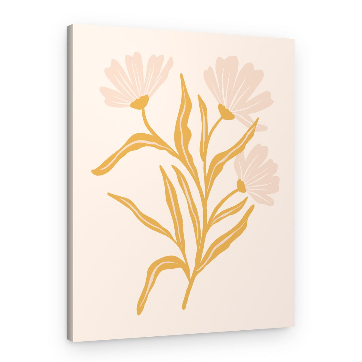 Golden Floral Blooms – Canvas Print