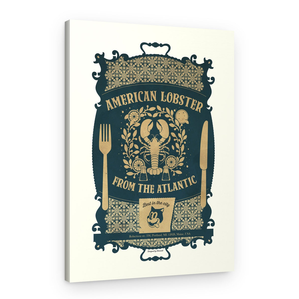 Ornate American Lobster Sign – Canvas Print