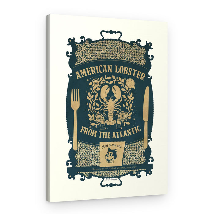 Ornate American Lobster Sign – Canvas Print