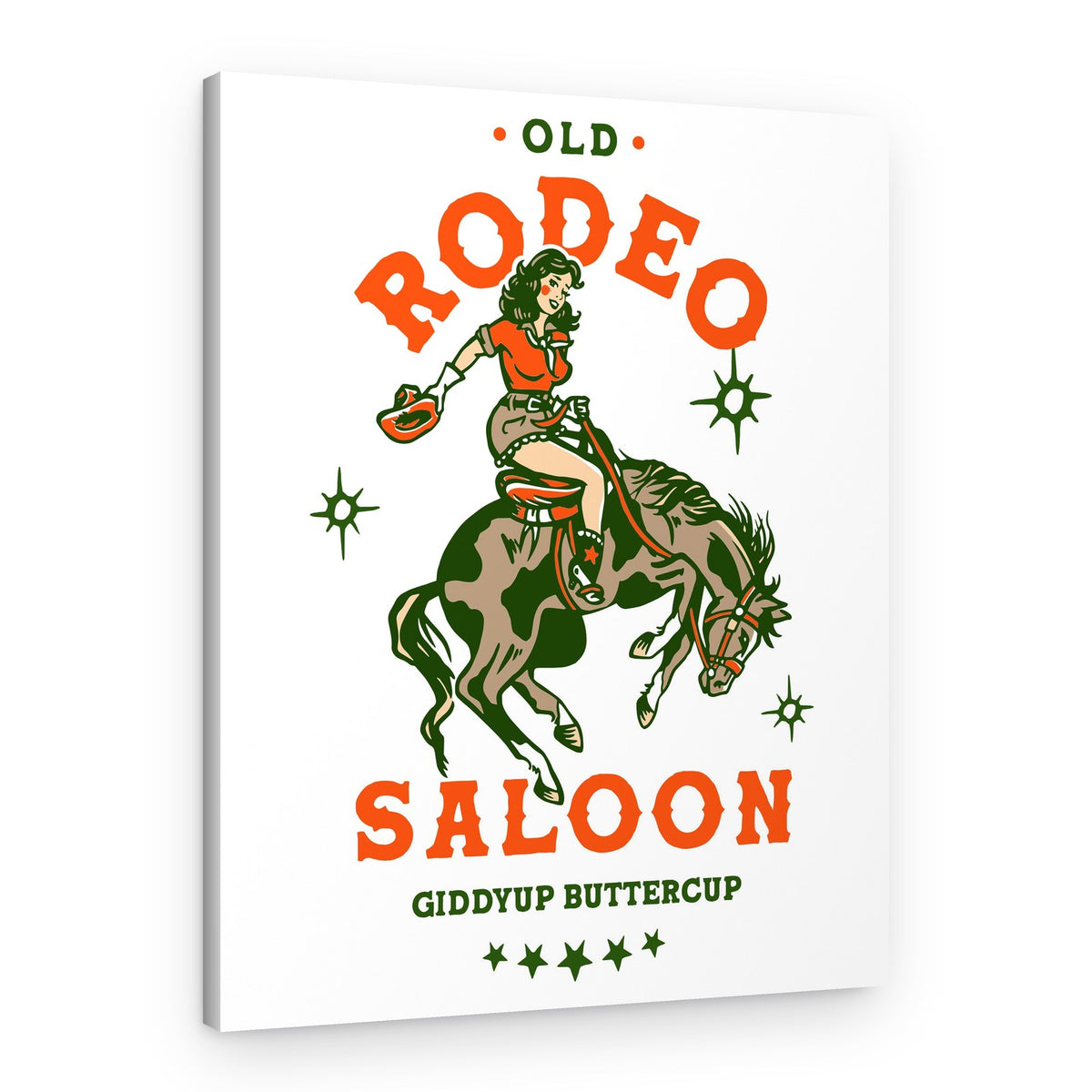 Old Rodeo Saloon Cowgirl: Giddyup Buttercup – Canvas Print