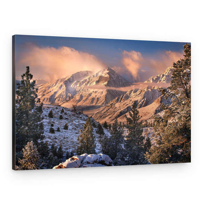 Golden Hour Winter Mountains – Canvas Print