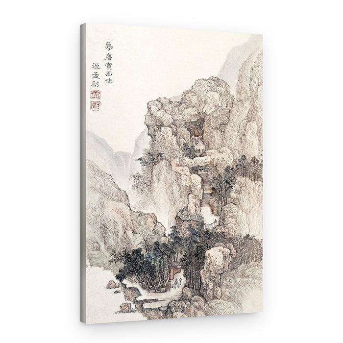 Japanese Rocky Landscape, Vintage Illustration – Canvas Print