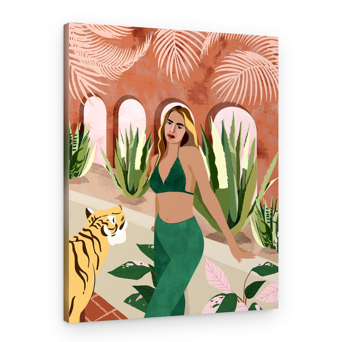 Tropical Woman and Tiger – Canvas Print