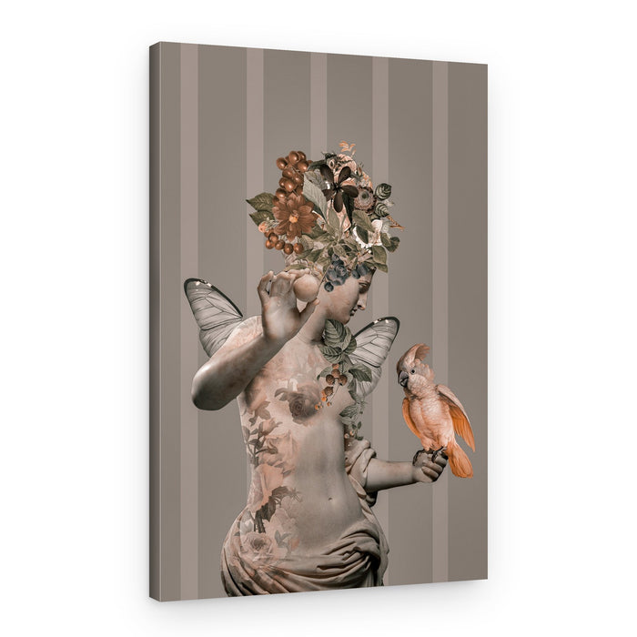 Winged Goddess and Parrot – Canvas Print