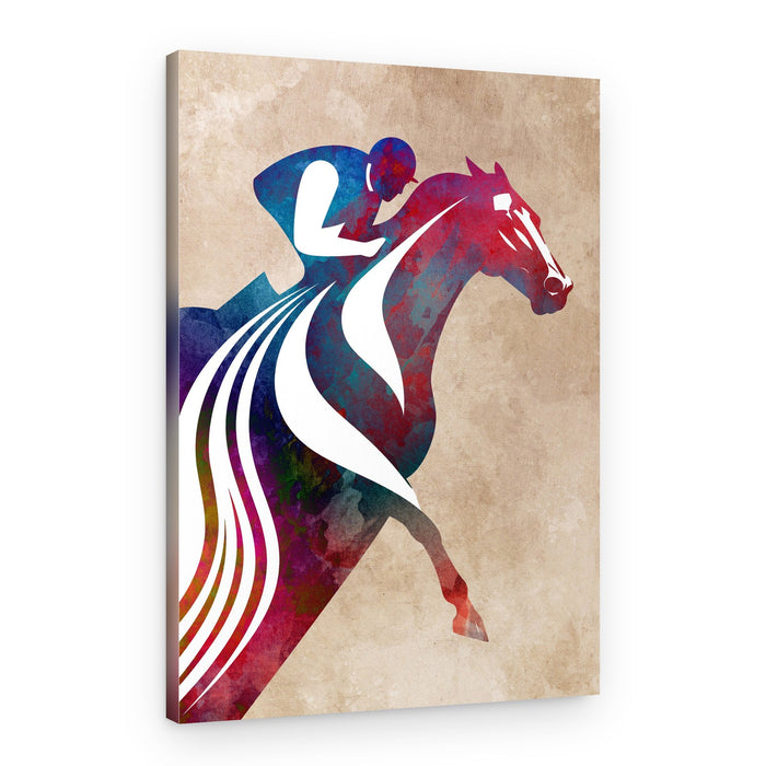 Vibrant Horse Racing Action – Canvas Print