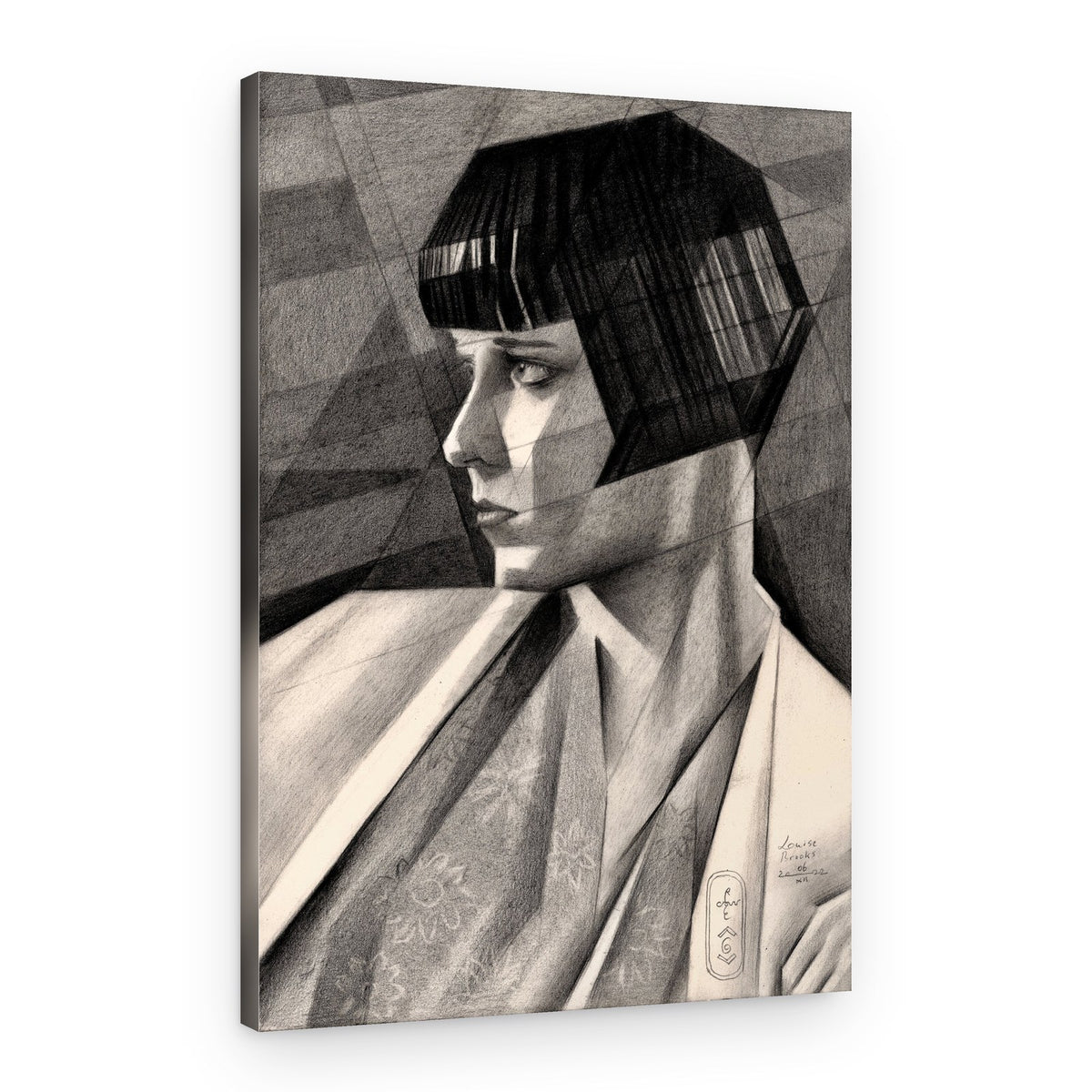 Pensive Deco Portrait – Canvas Print