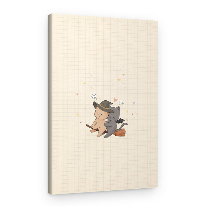 Cat and Dog In Halloween – Canvas Print