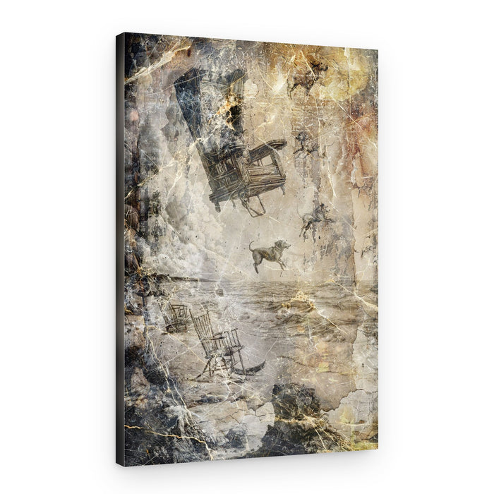 Falling Chairs Ocean Dog – Canvas Print