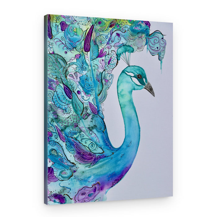 Elegant Watercolor Peacock – Canvas Print