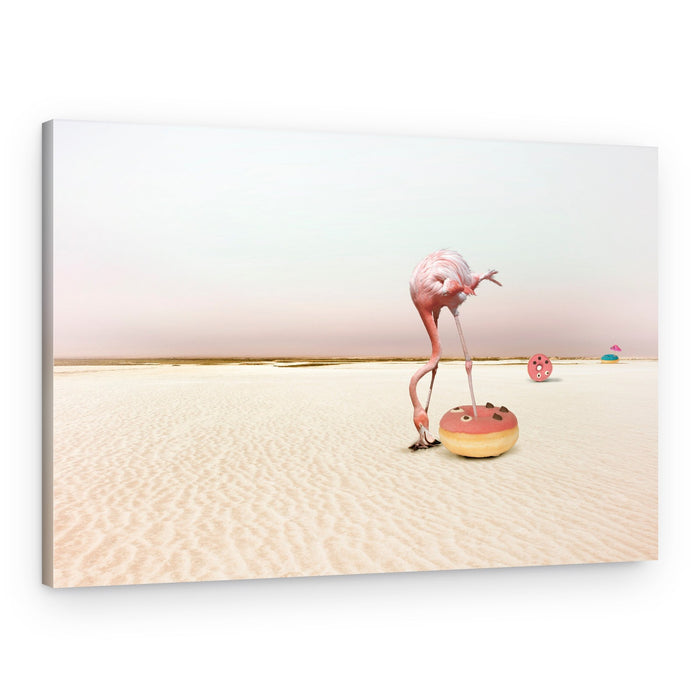Pink Flamingo Donut Dream – Canvas Print