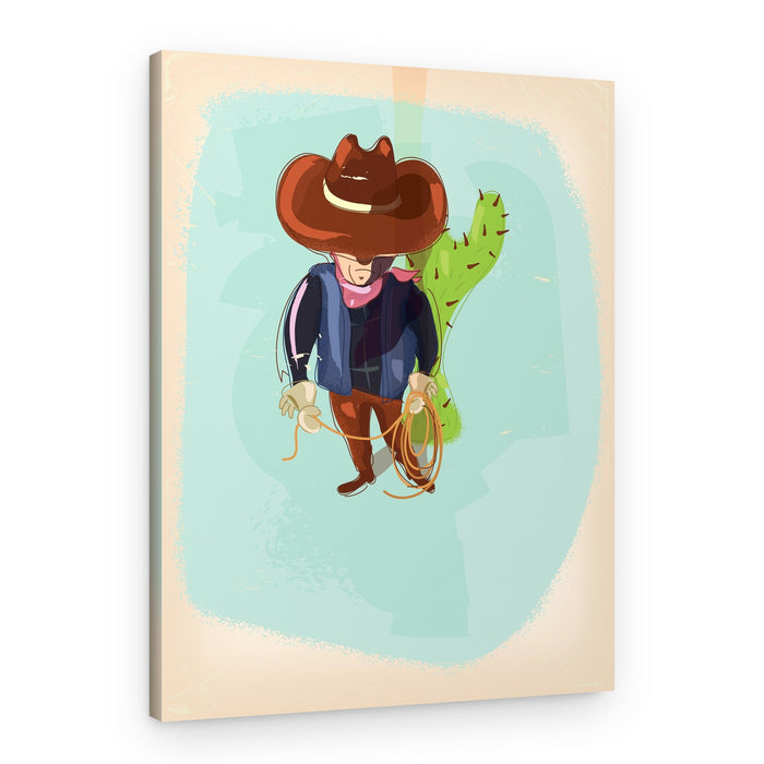 Whimsical Cowboy Cactus – Canvas Print