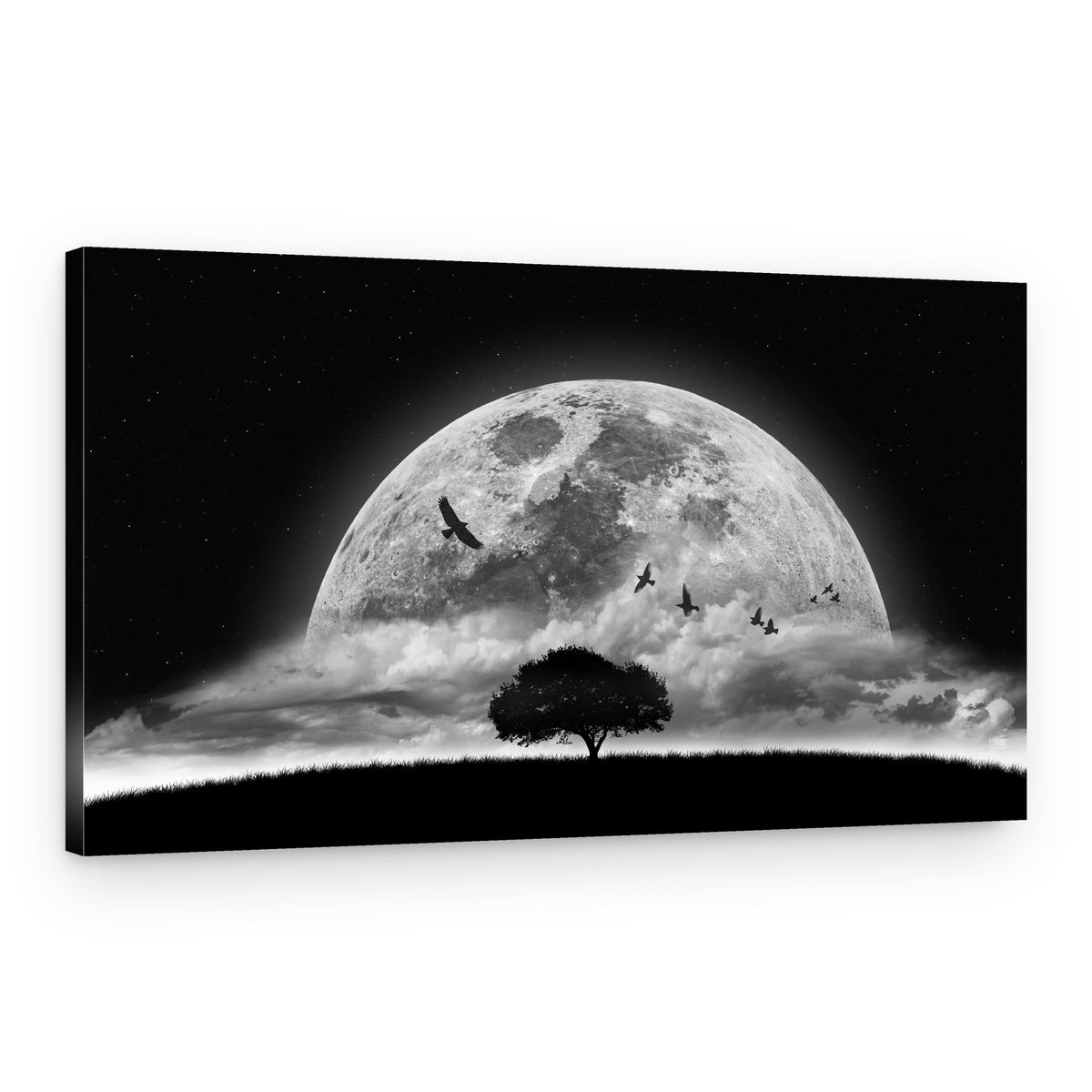 Lone Tree Under Moon – Canvas Print