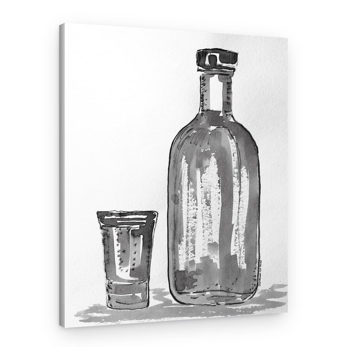 Spirits Bottle and Glass – Canvas Print