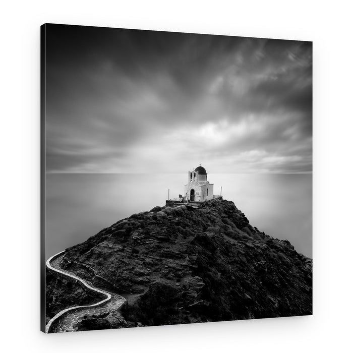 White Church on Cliff – Canvas Print