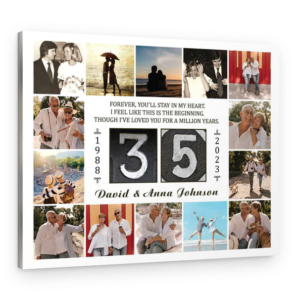 35 Years Forever You’ll Stay In My Heart 14 Photo Collage Canvas Print
