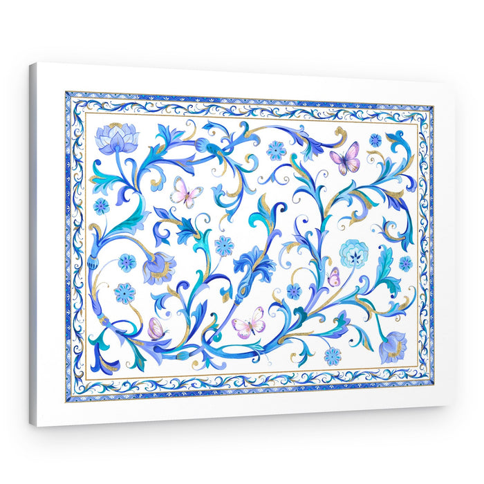 Blue Pattern and Butterflies – Canvas Print