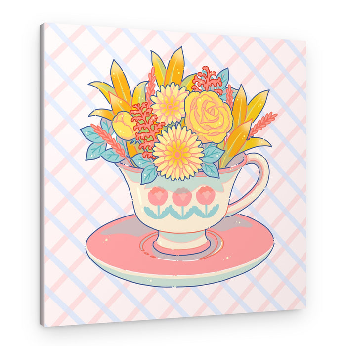 Whimsical Teacup Flowers – Canvas Print