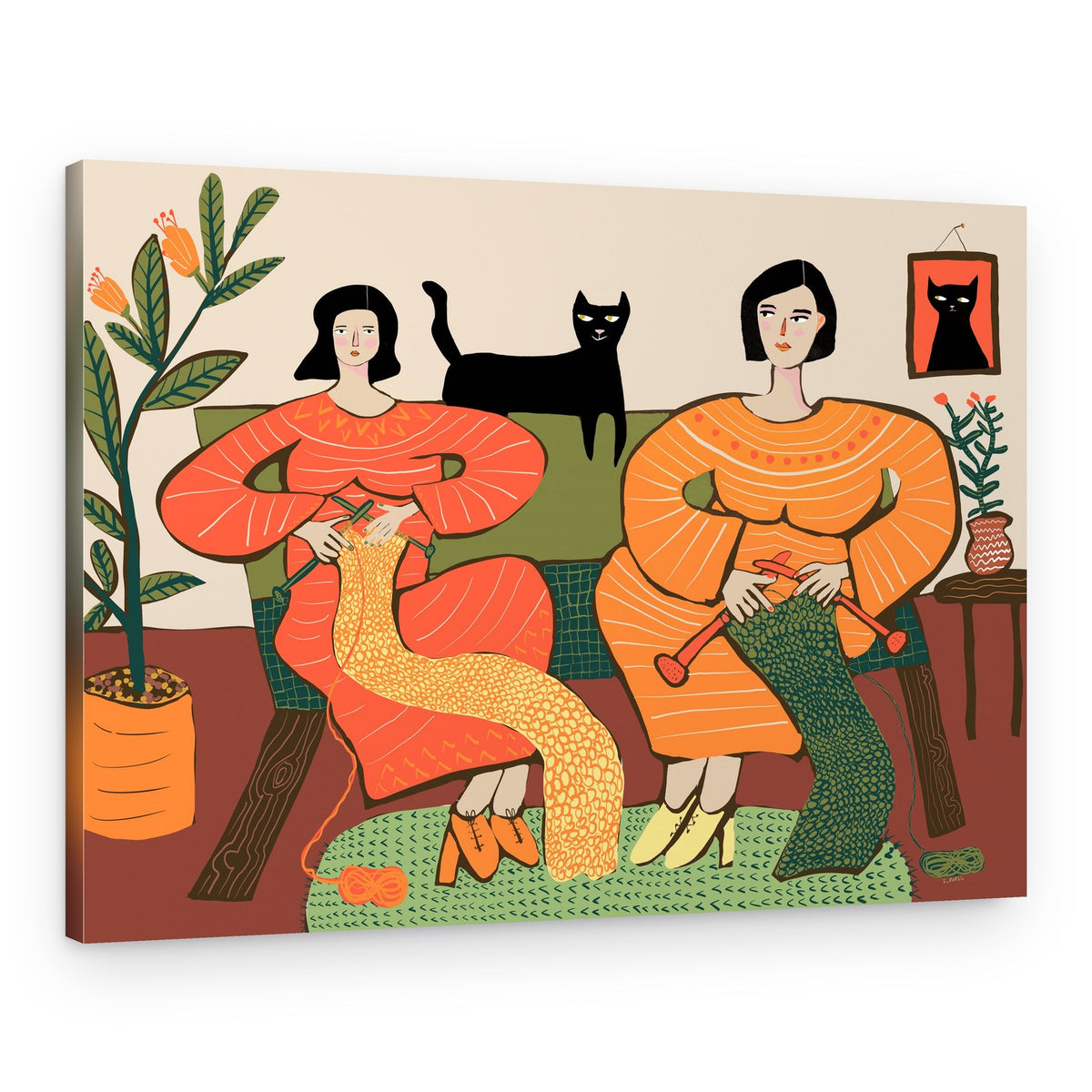 Cozy Knitting Women – Canvas Print