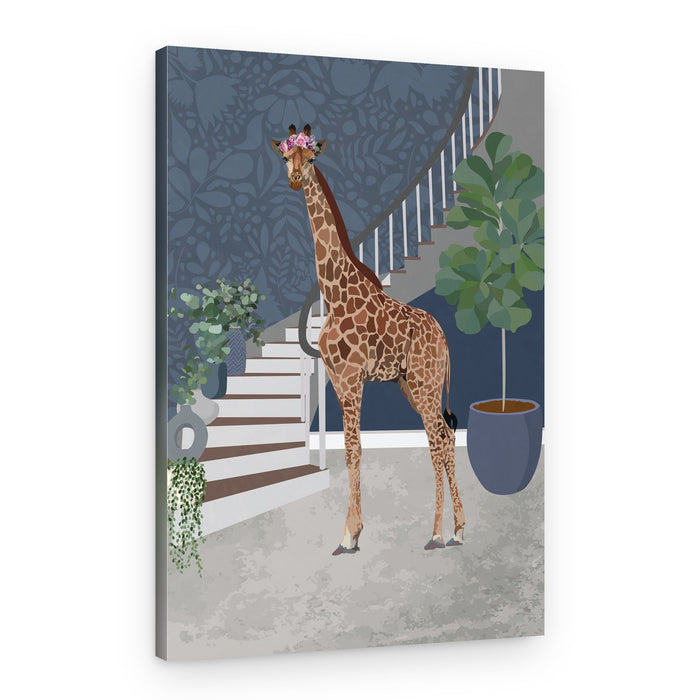 Flowered Giraffe Interior – Canvas Print