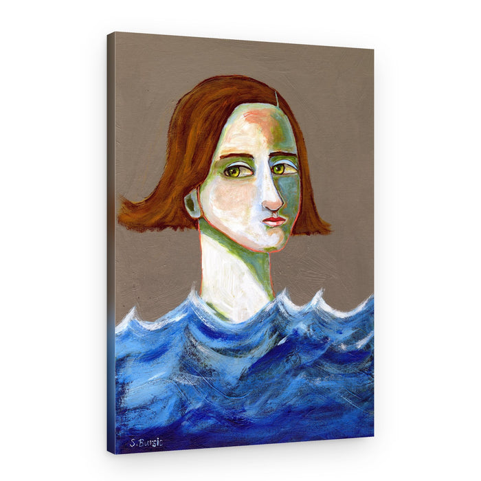 Pensive Woman in Waves – Canvas Print
