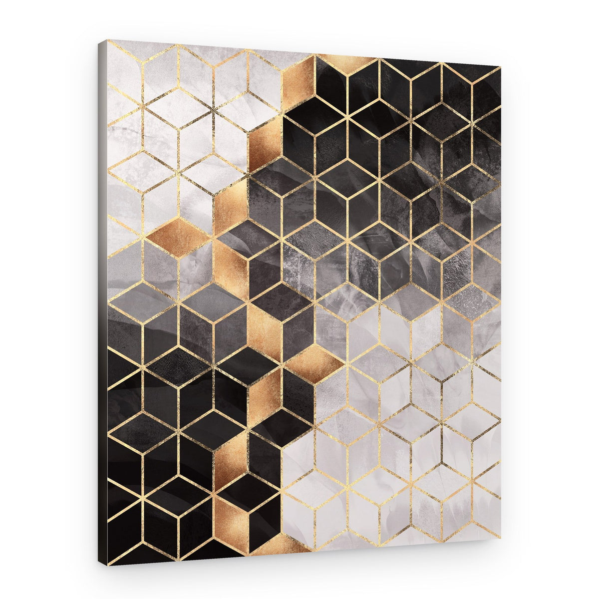 Abstract Gold Marble Cubes – Canvas Print