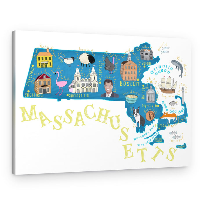 Illustrated Massachusetts Wonders – Canvas Print