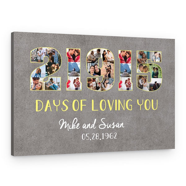 “21915 Days of Loving You” Custom Photo Canvas – 60th Anniversary Gift