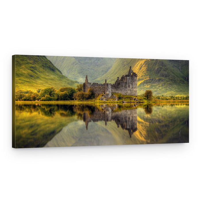 Scottish Castle Lake Reflection – Canvas Print
