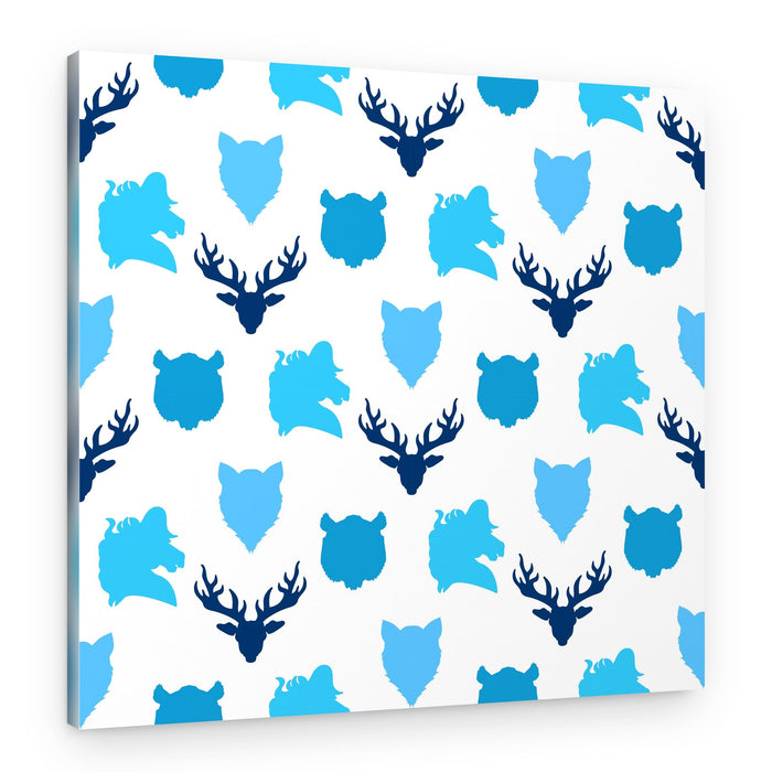 Blue Animal Silhouettes Pattern – Canvas Print