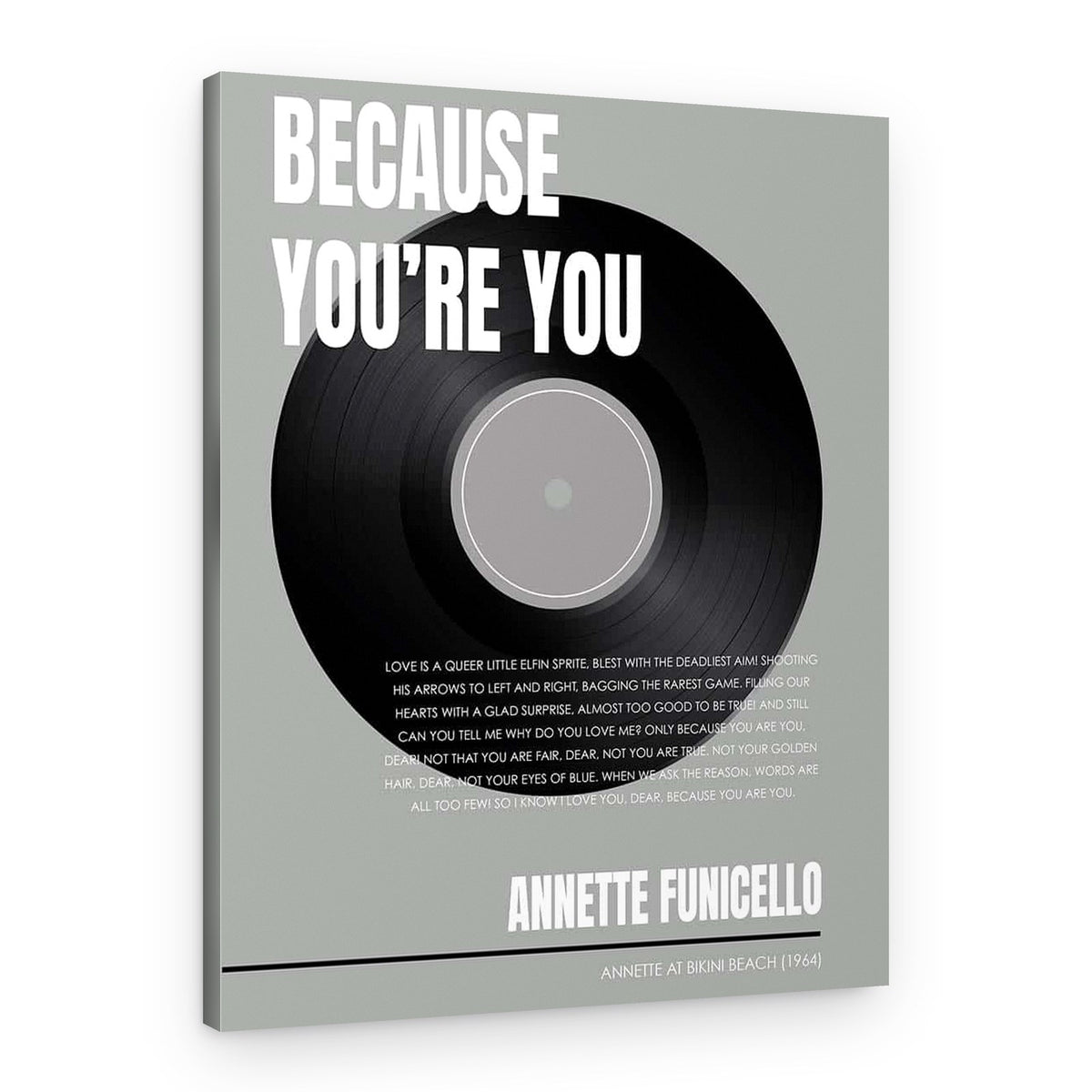 Vinyl Record Song Lyric Canvas Print (Any Song) – Canvas Print – Design B