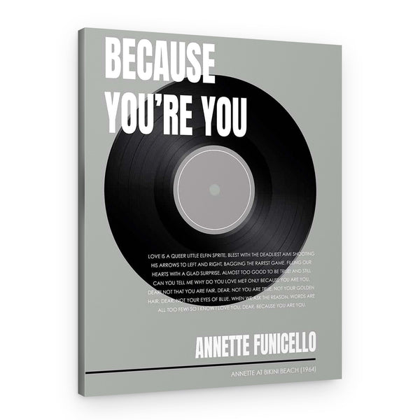 Vinyl Record Song Lyric Canvas Print (Any Song)