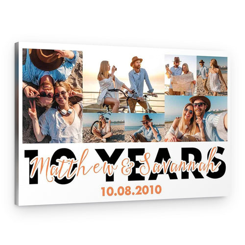 10 Year Anniversary Photo Collage Canvas – 7 Picture – Canvas Print