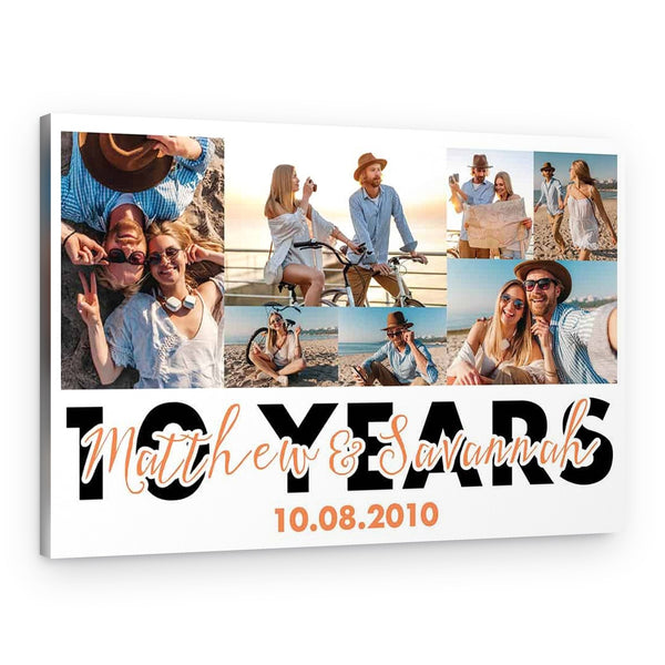 10 Year Anniversary Photo Collage Canvas – 7 Picture