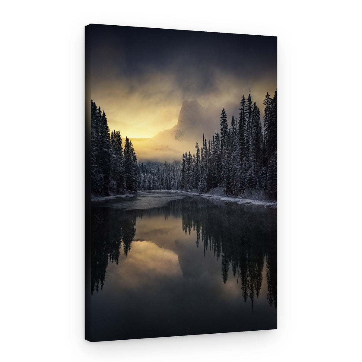 Misty Forest Lake Dawn – Canvas Print