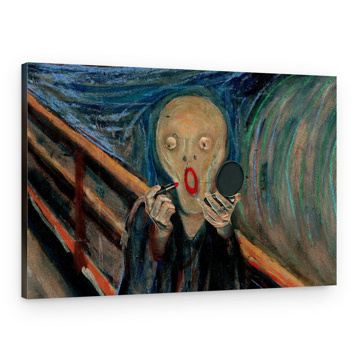 Screaming Figure Applies Lipstick – Canvas Print