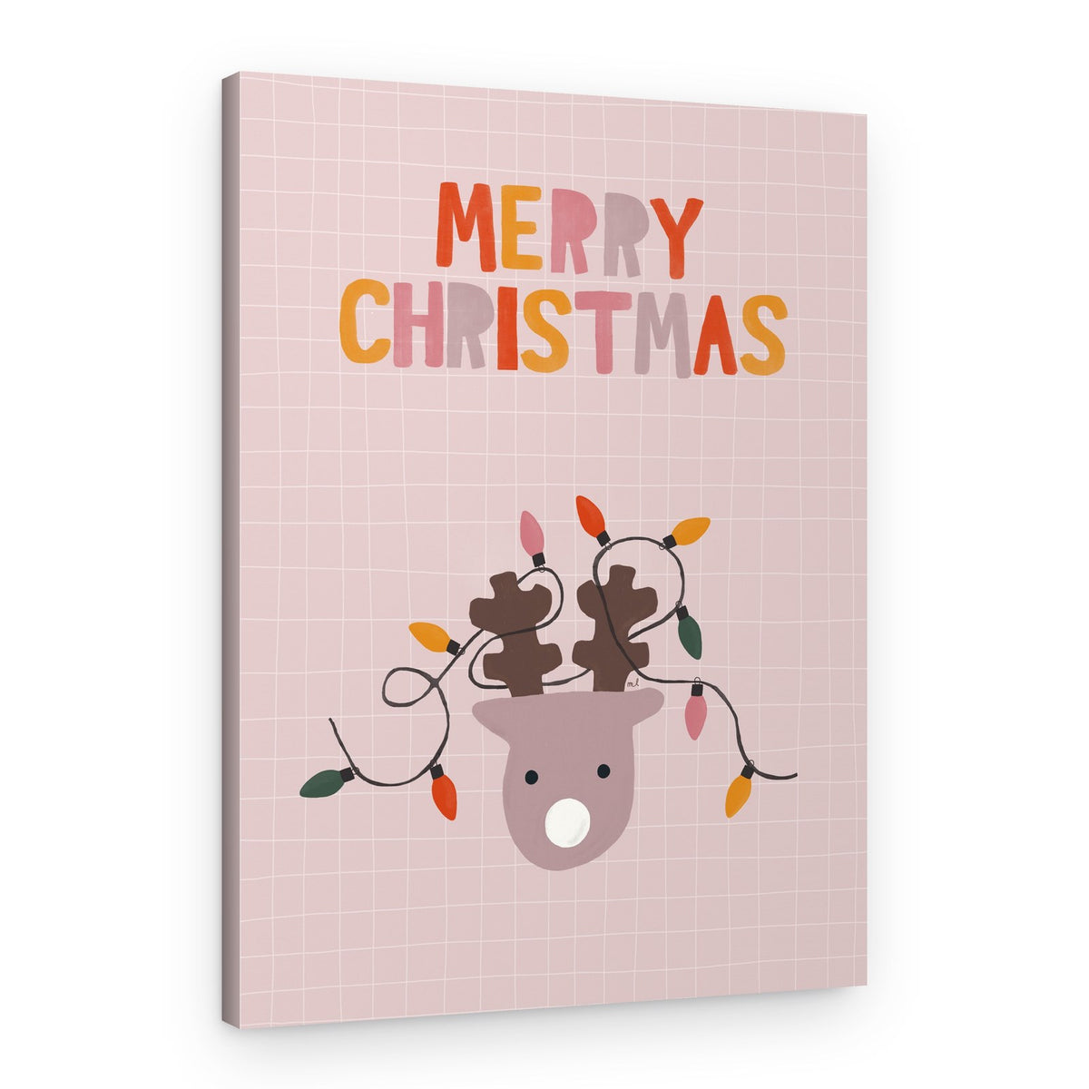 Merry Christmas Reindeer Lights – Canvas Print