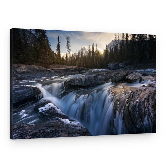 Winter River Cascade – Canvas Print