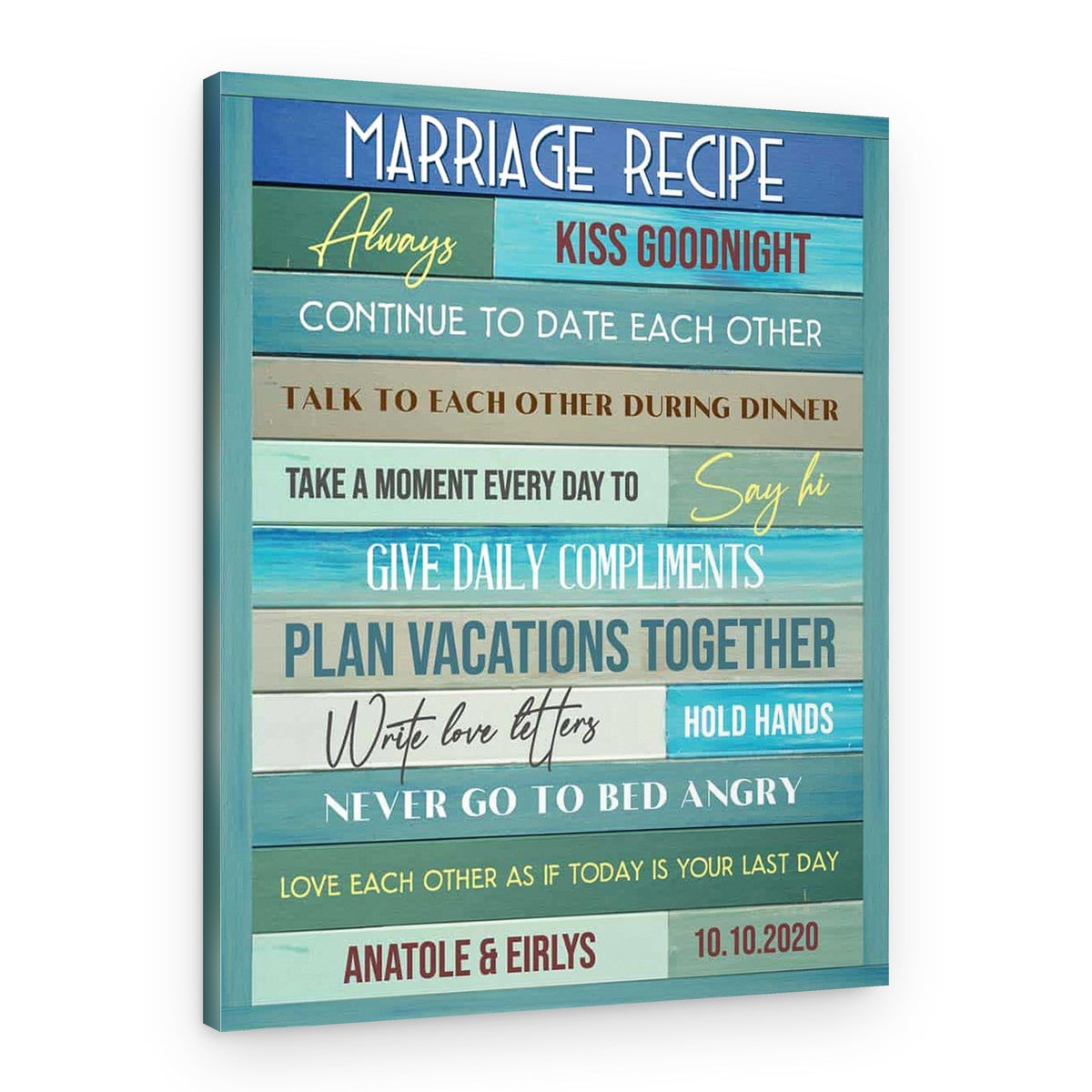 Marriage Recipe Custom Canvas Print – Anniversary Gift – Canvas Print
