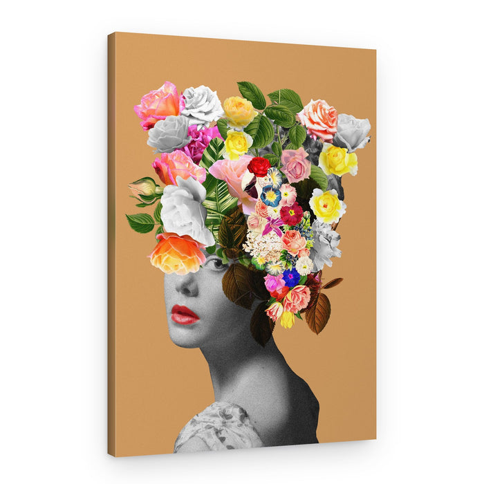 Woman with Flower Head – Canvas Print