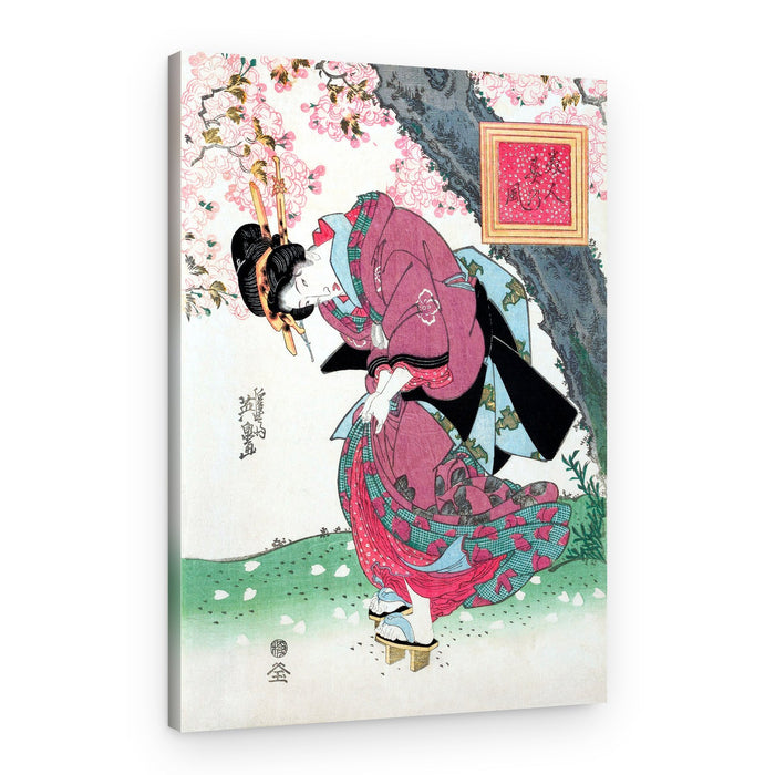 Japanese Woman and Cherry Blossom (1828) Vintage Woodblock Prints – Canvas Print