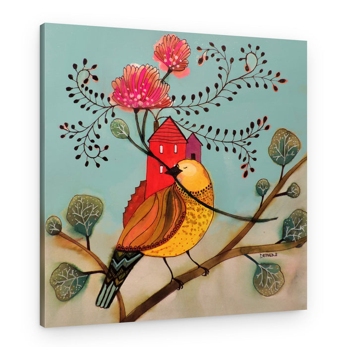 Whimsical Bird Home – Canvas Print