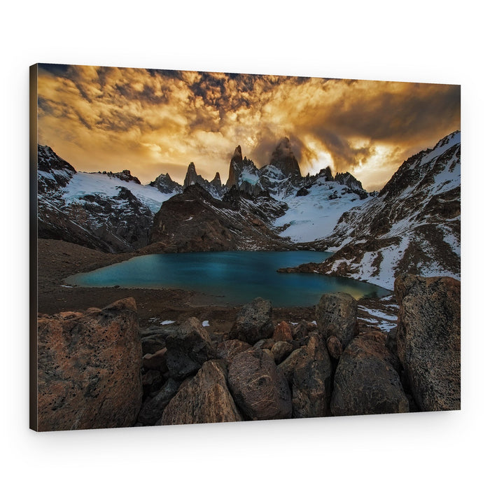 Dramatic Mountain Lake Sunset – Canvas Print